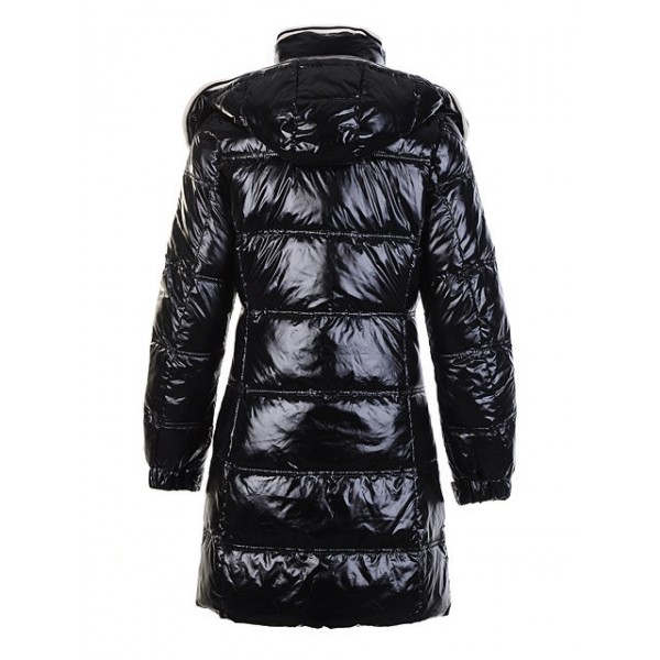 Moncler Nero Mock Collar semplici lunga Cappotti uscita